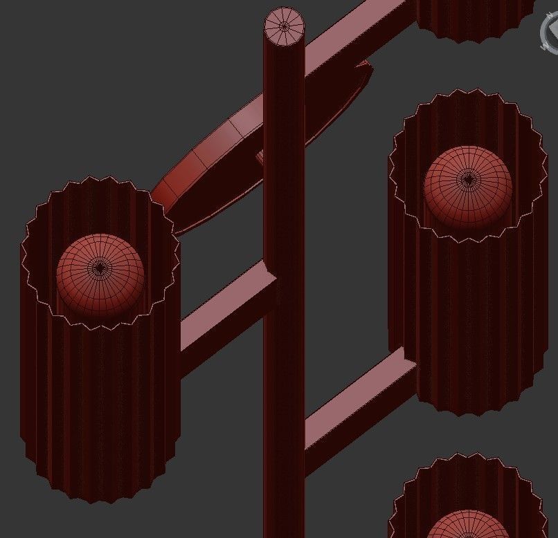 PASTIS 5 four - light wall sconce in brass and glass 3D model_3