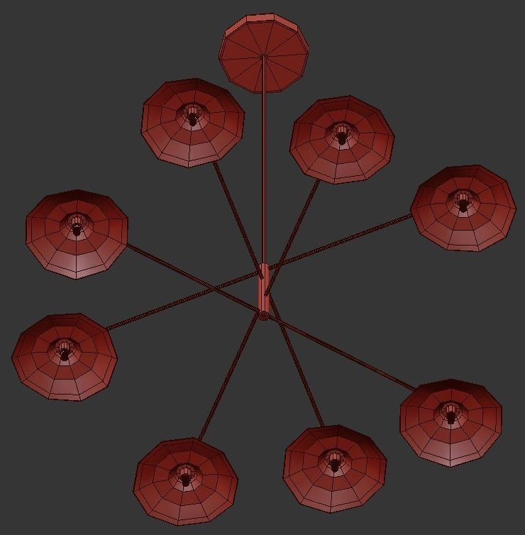 CALLA brass and glass chandelier with six clear glass shades 3D model_1