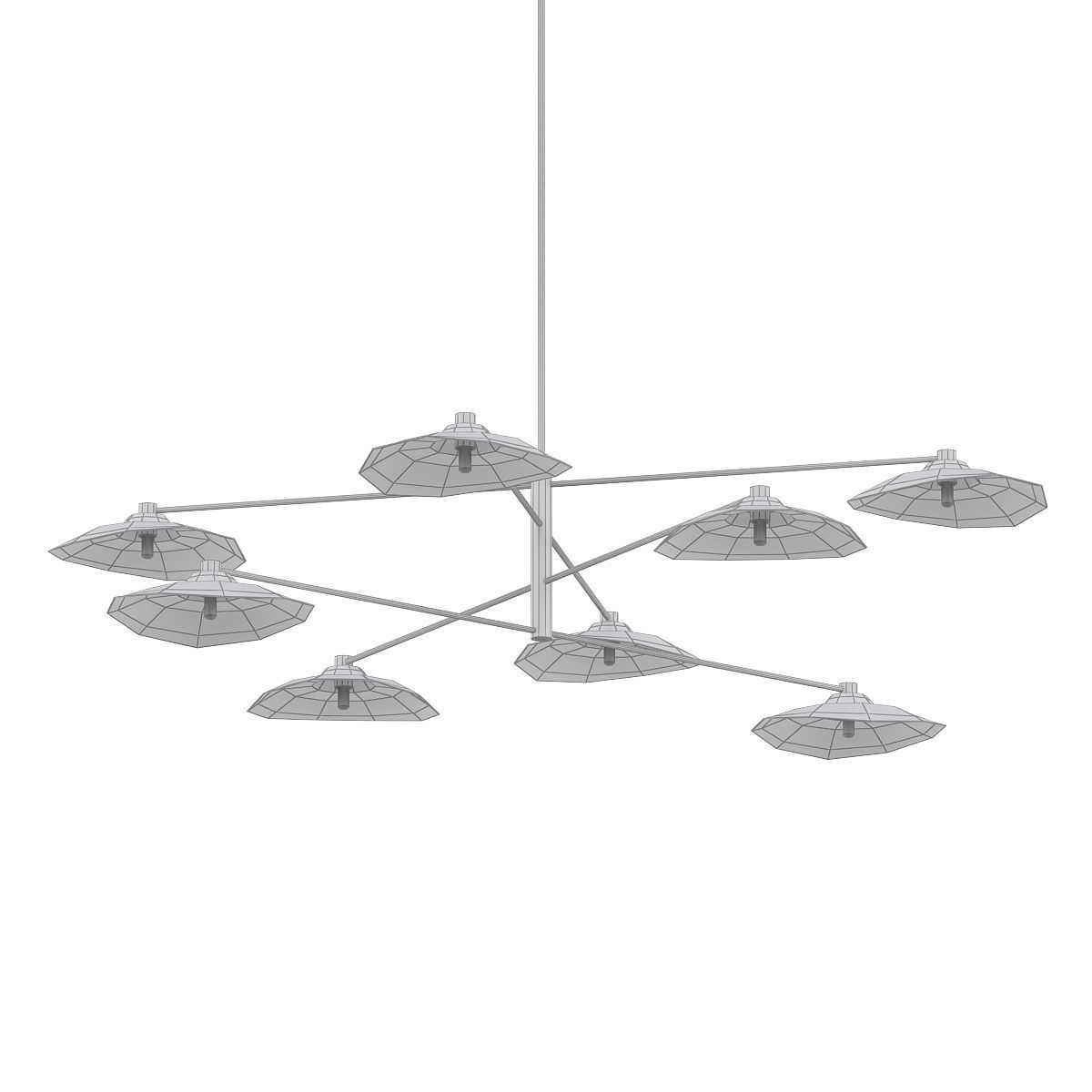 CALLA brass and glass chandelier with six clear glass shades 3D model_4