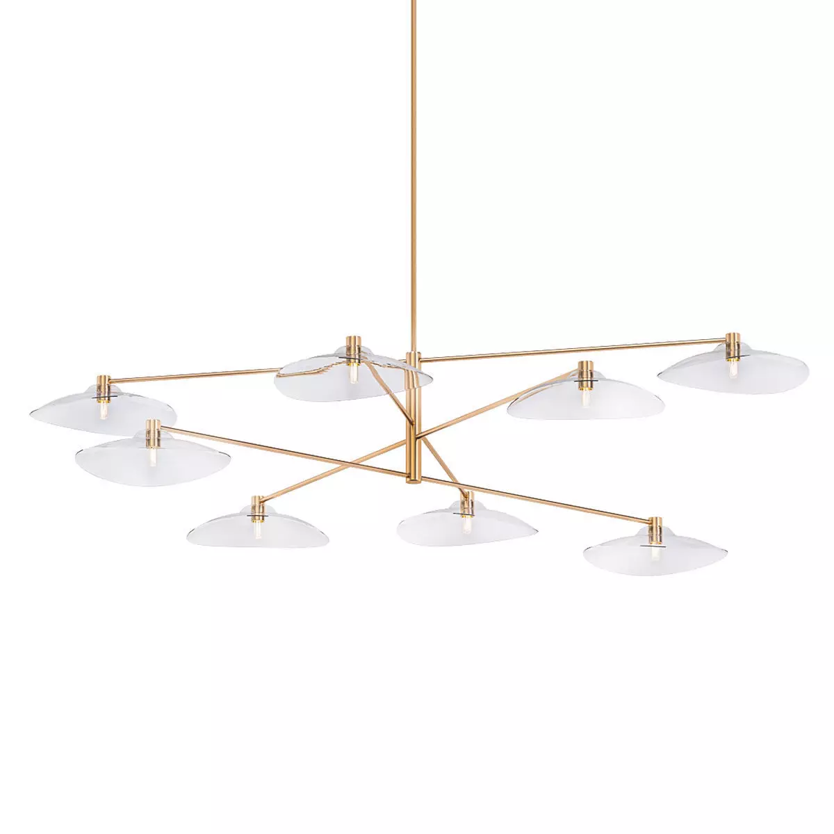 CALLA brass and glass chandelier with six clear glass shades 3D model_0