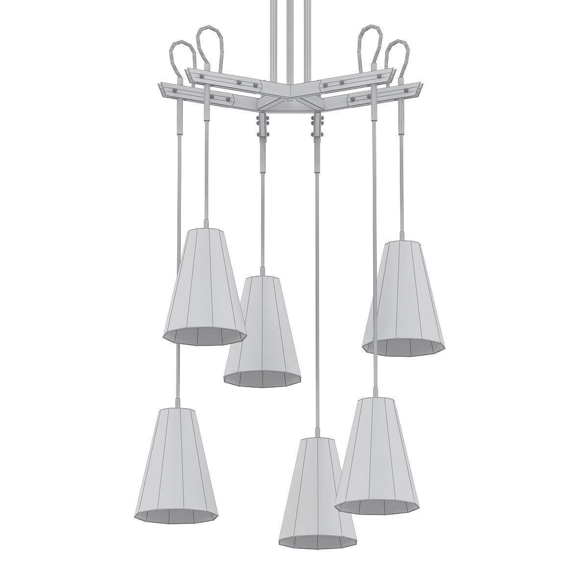 VAIL 6 five light chandelier with clear glass shades 3D model_4