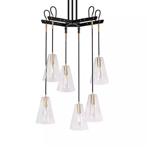 VAIL 6 five light chandelier with clear glass shades