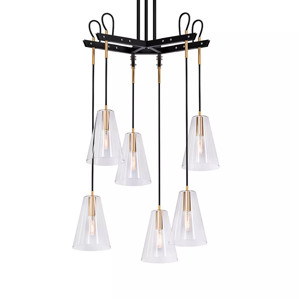 VAIL 6 five light chandelier with clear glass shades 3D model_0