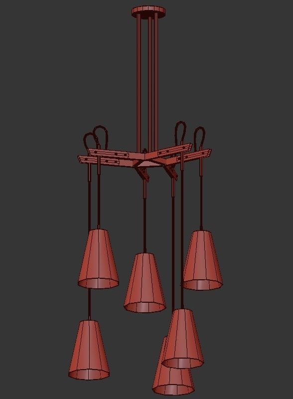 VAIL 6 five light chandelier with clear glass shades 3D model_1