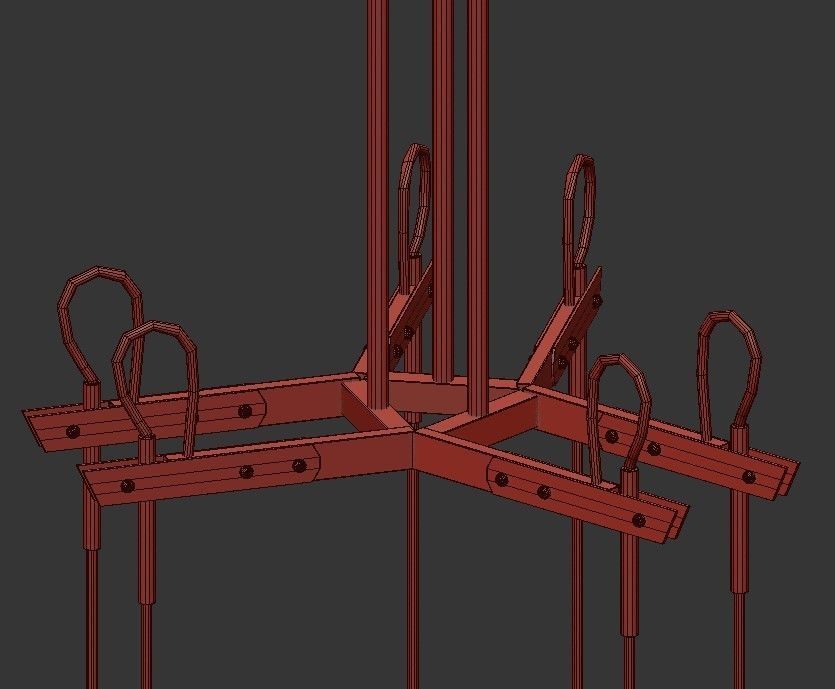 VAIL 6 five light chandelier with clear glass shades 3D model_2