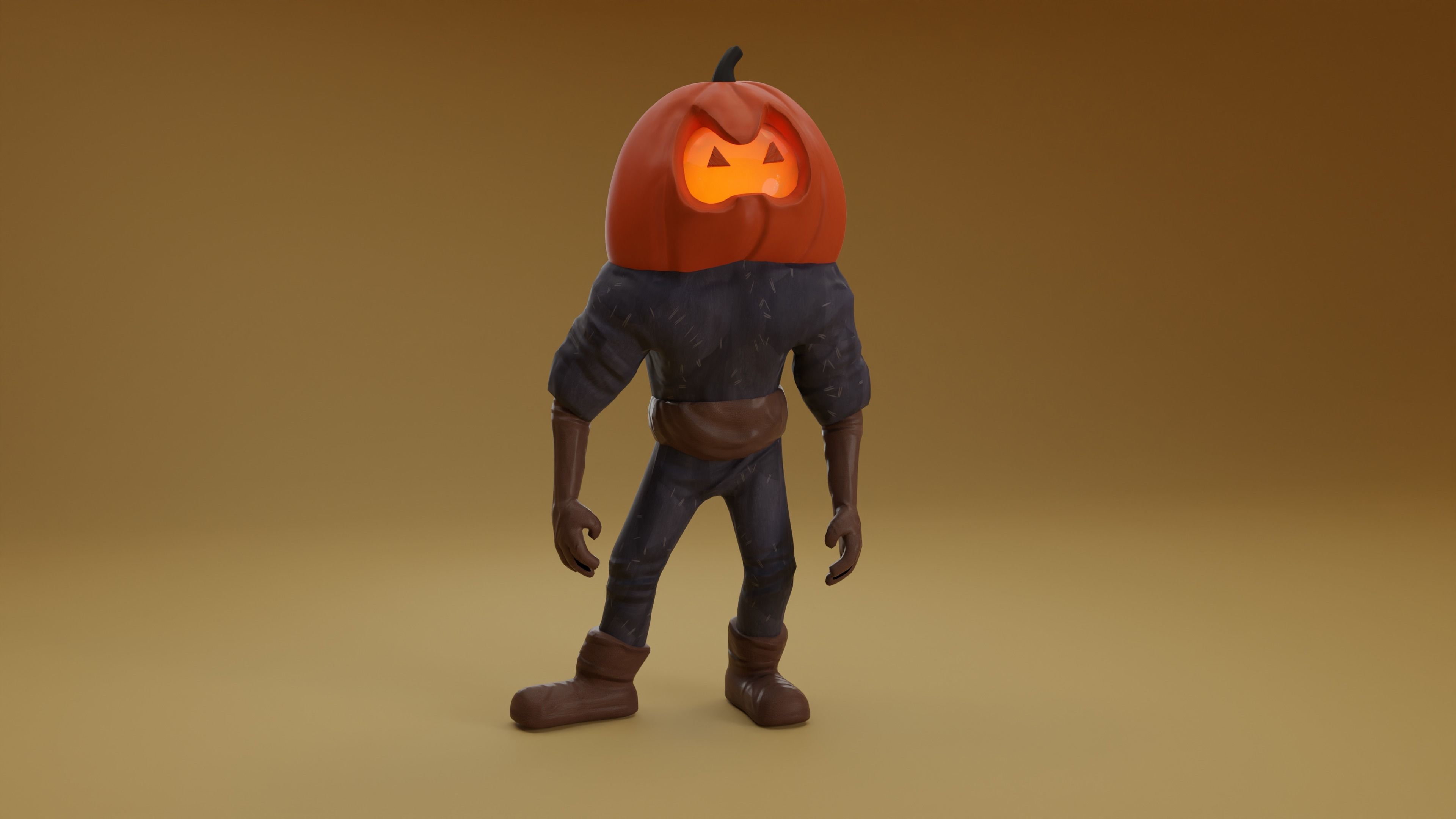 Pumpkin Man halloween Model Low-poly 3D model_3