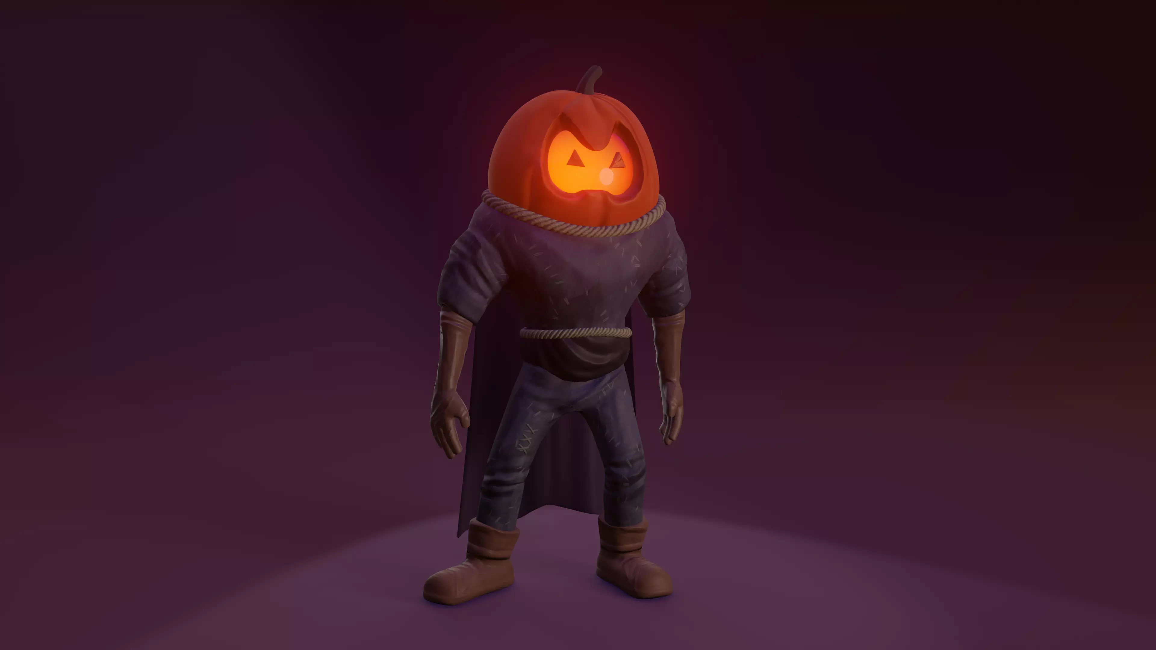 Pumpkin Man halloween Model Low-poly 3D model_0