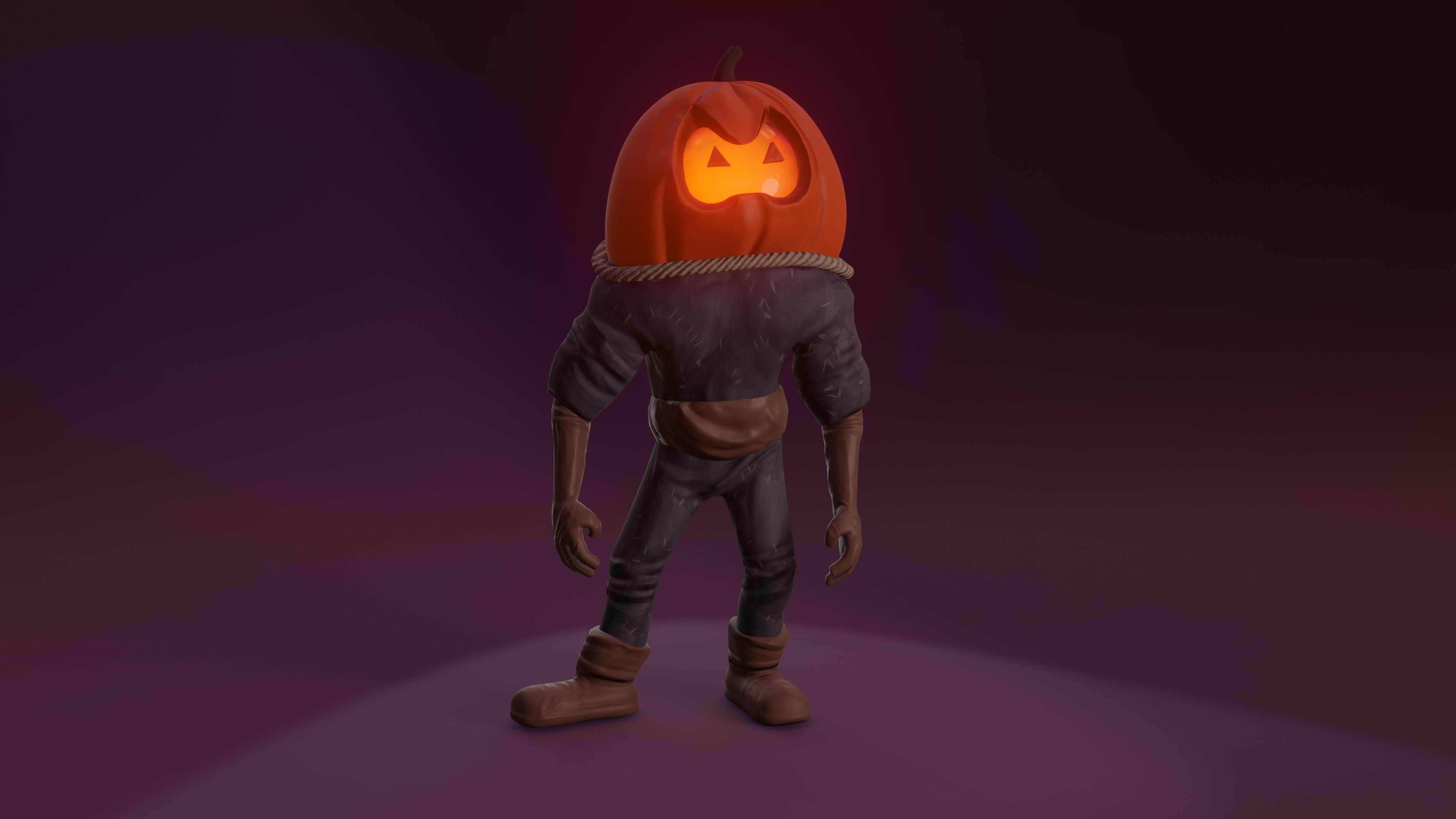 Pumpkin Man halloween Model Low-poly 3D model_2