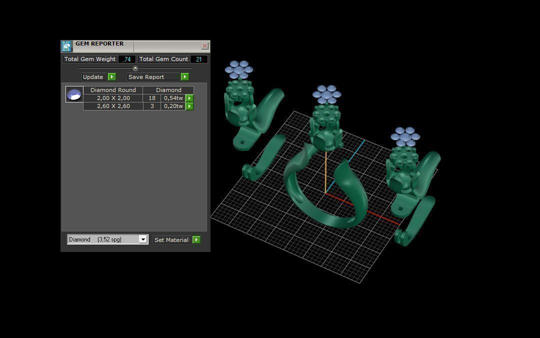 Ring and Earrings Diamond jewelry set 3d print model C21 3D print model_9