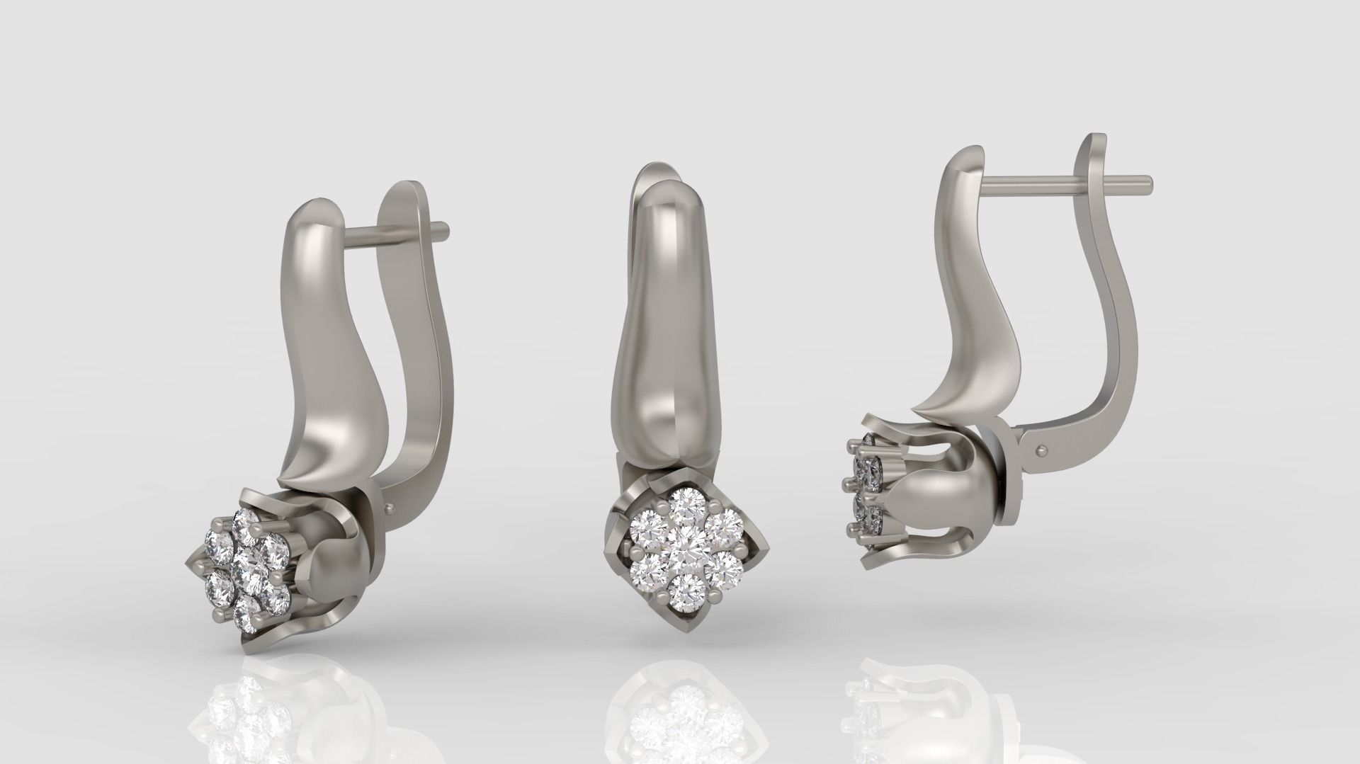 Ring and Earrings Diamond jewelry set 3d print model C21 3D print model_7