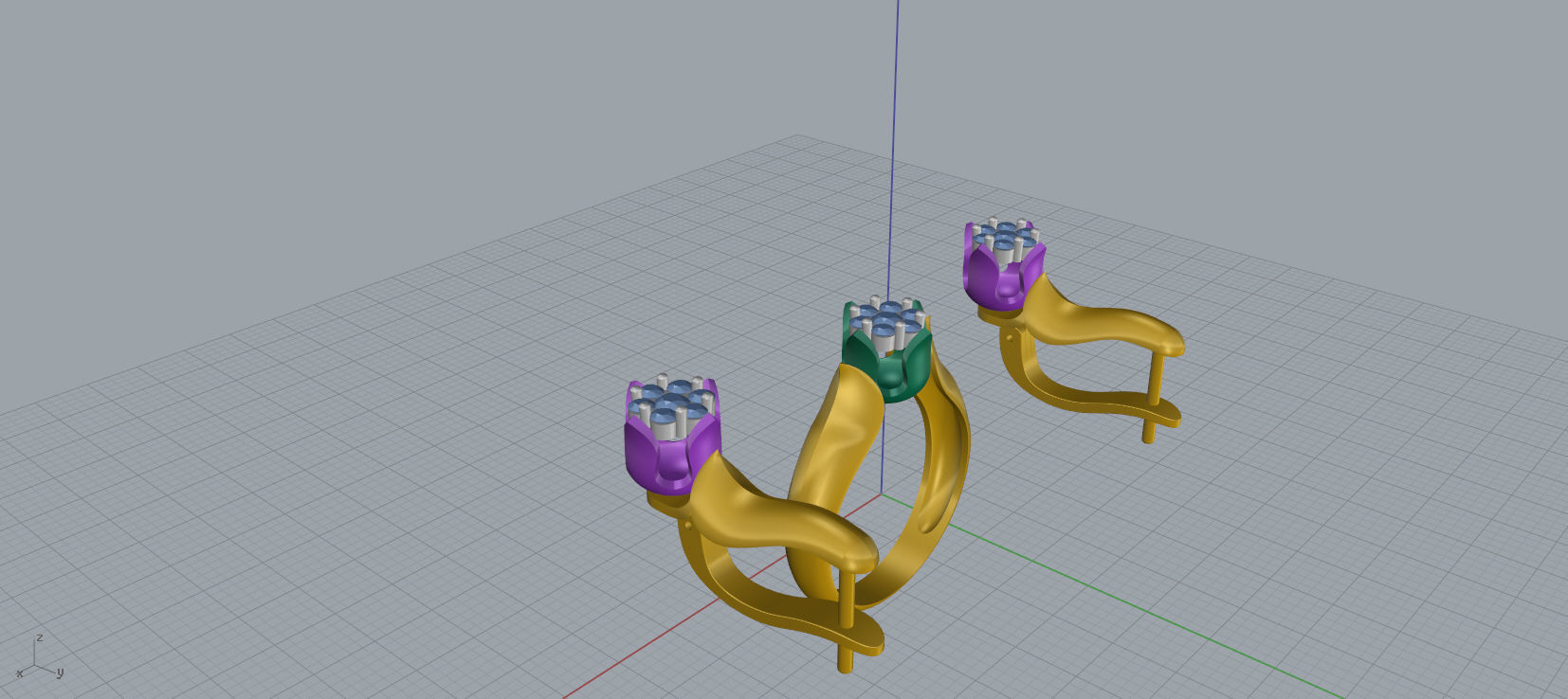 Ring and Earrings Diamond jewelry set 3d print model C21 3D print model_15
