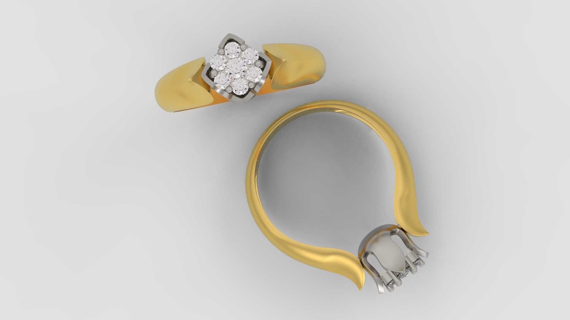 Ring and Earrings Diamond jewelry set 3d print model C21 3D print model_1