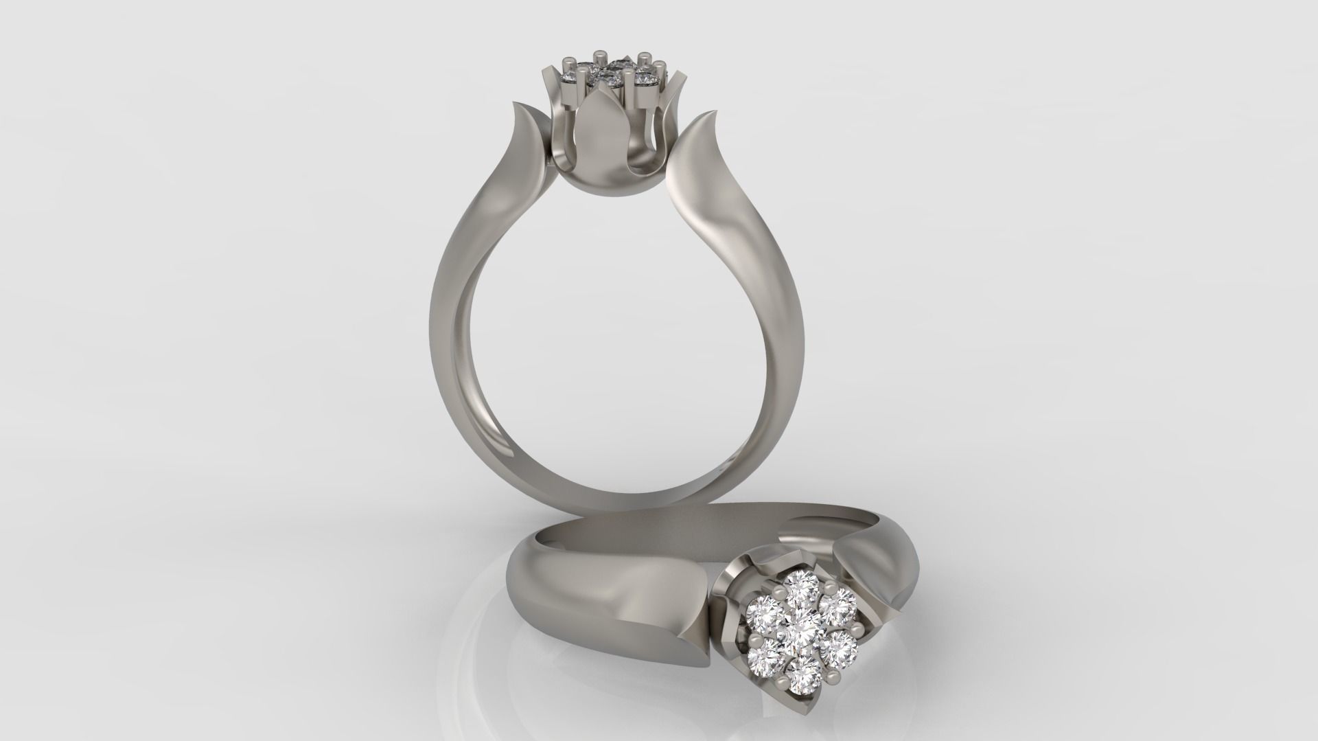 Ring and Earrings Diamond jewelry set 3d print model C21 3D print model_2