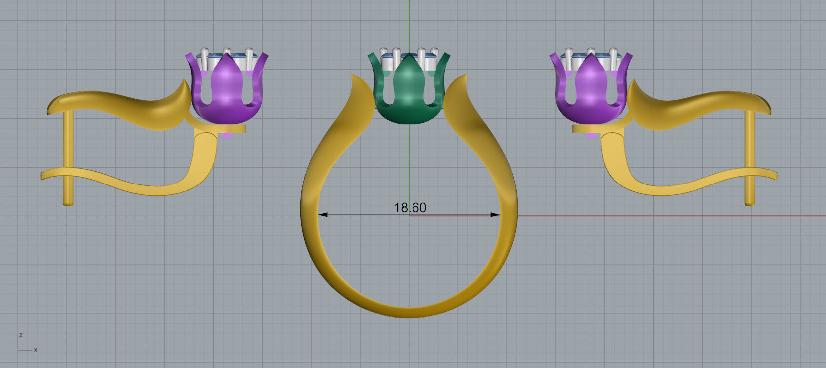 Ring and Earrings Diamond jewelry set 3d print model C21 3D print model_12