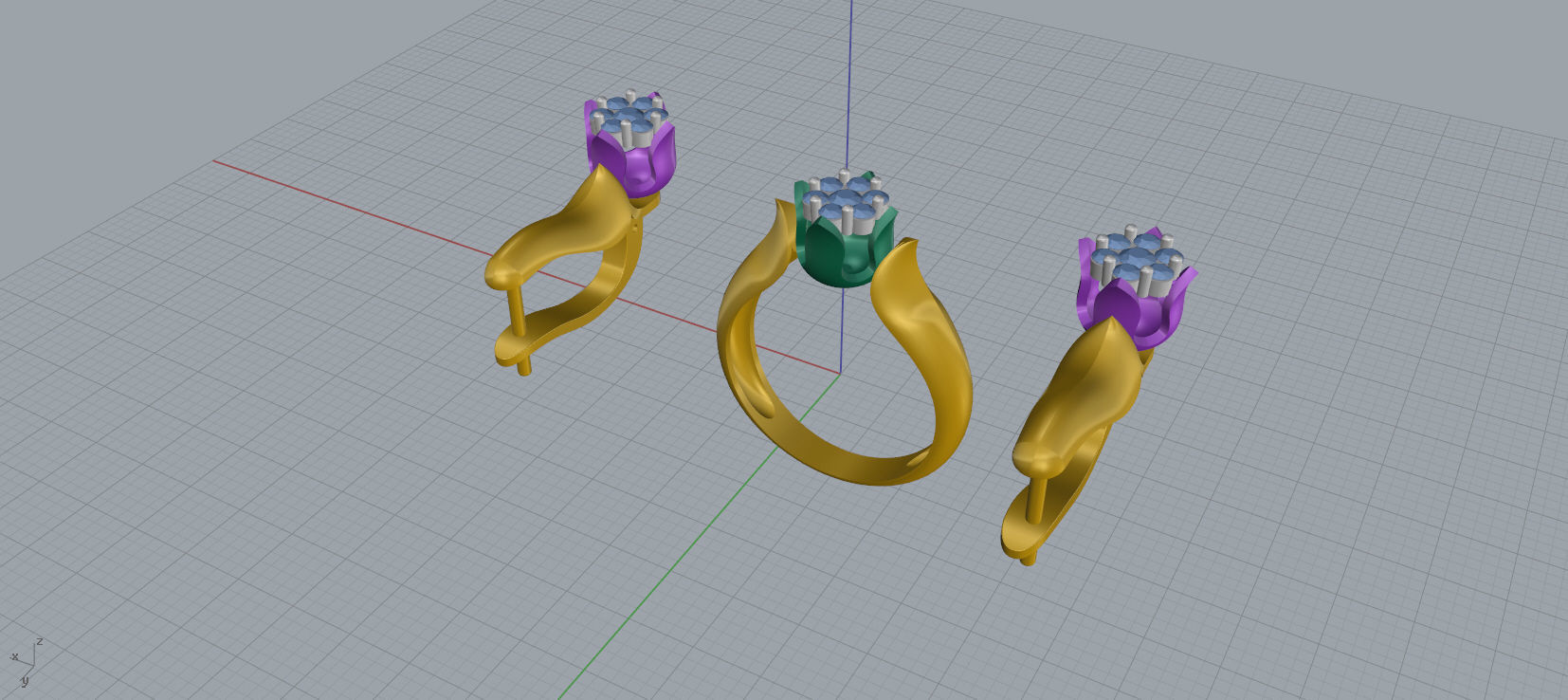 Ring and Earrings Diamond jewelry set 3d print model C21 3D print model_16