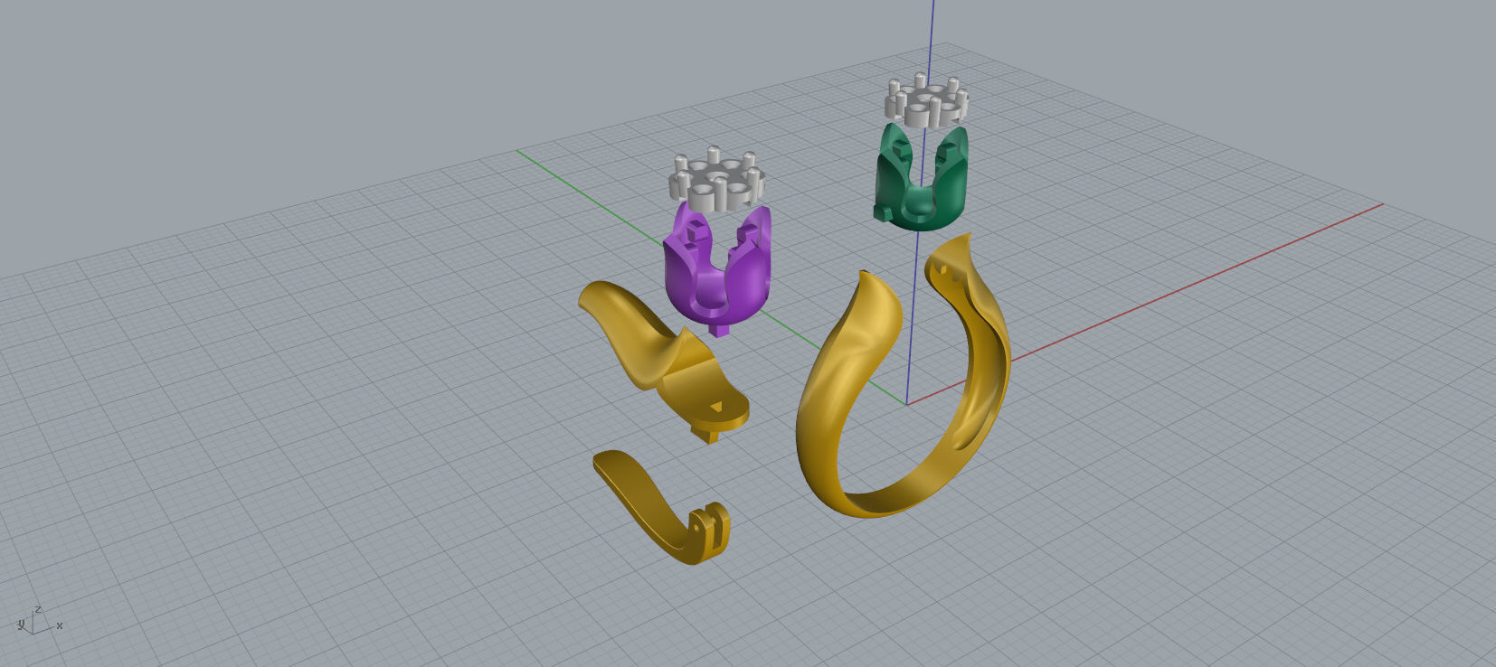 Ring and Earrings Diamond jewelry set 3d print model C21 3D print model_17