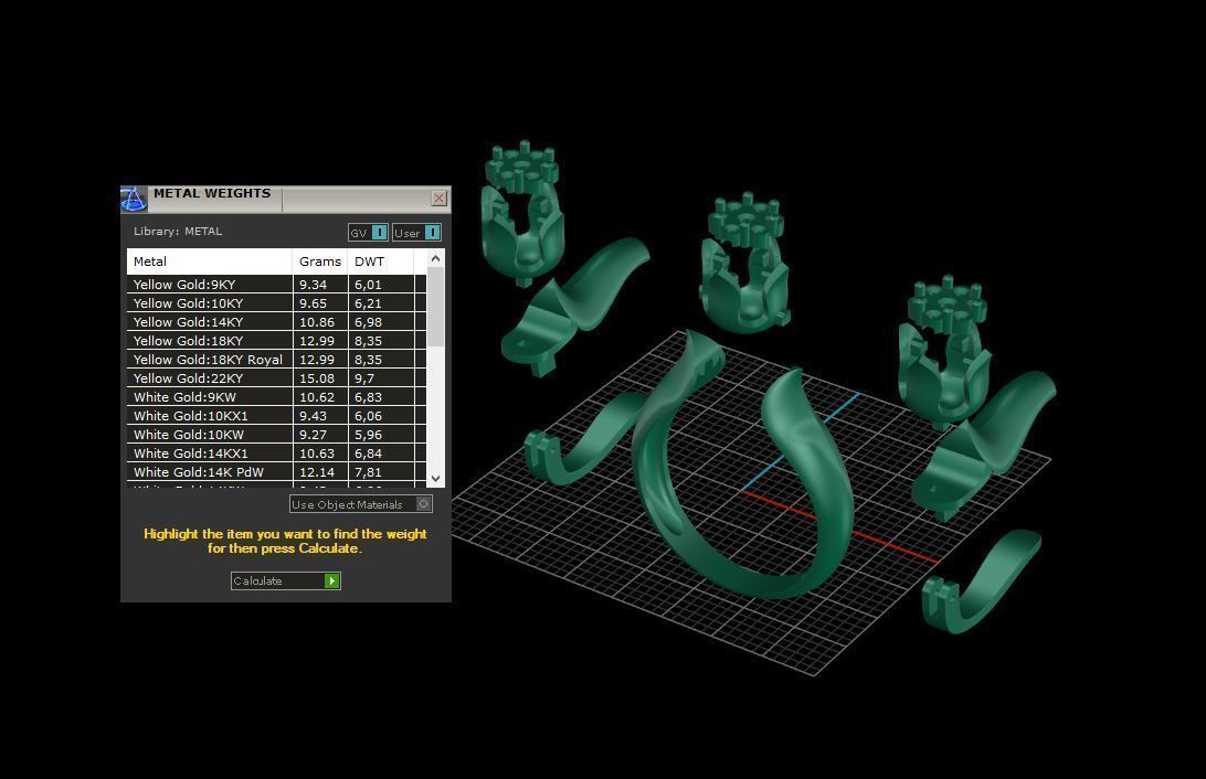 Ring and Earrings Diamond jewelry set 3d print model C21 3D print model_10