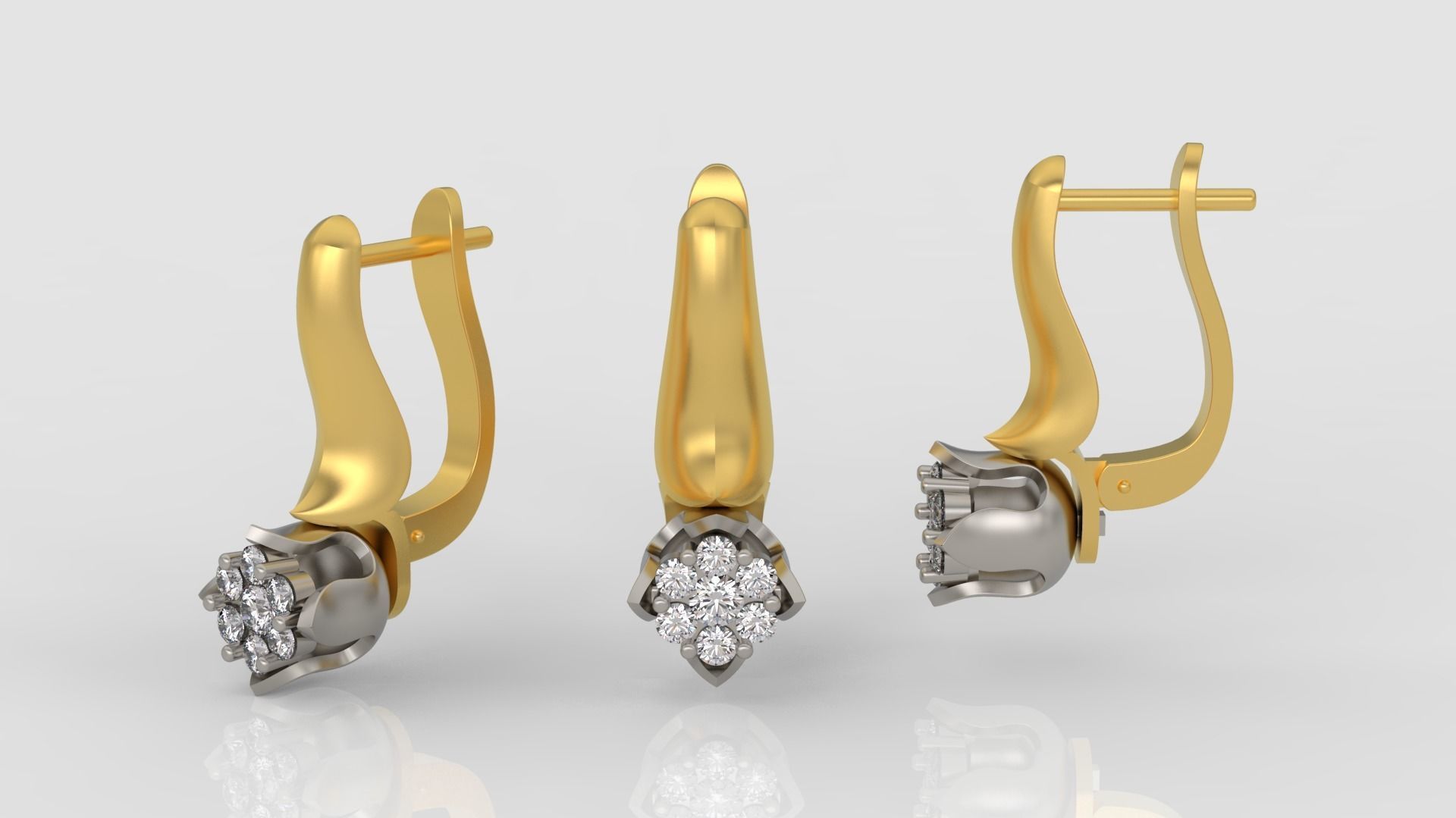 Ring and Earrings Diamond jewelry set 3d print model C21 3D print model_6