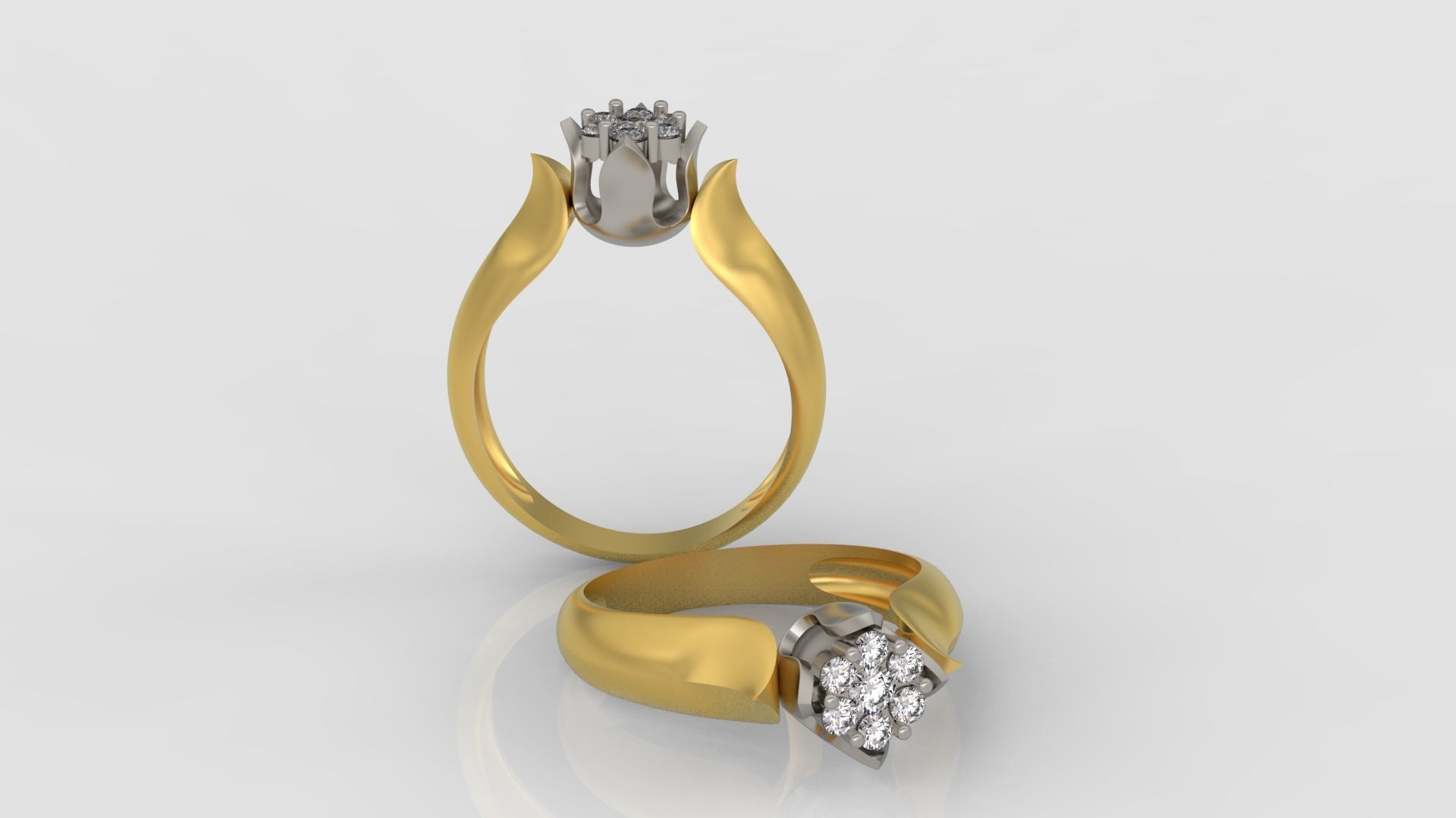 Ring and Earrings Diamond jewelry set 3d print model C21 3D print model_5
