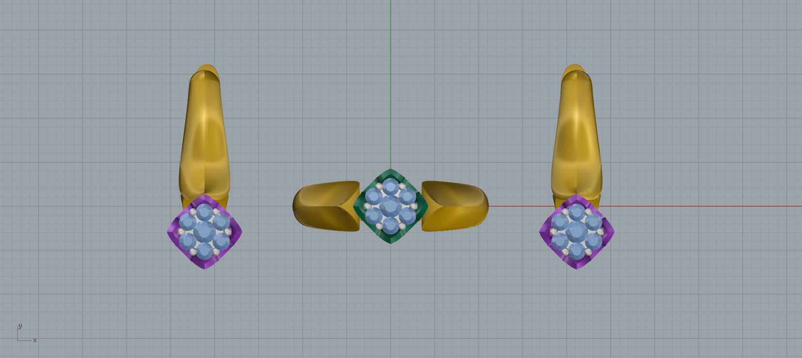 Ring and Earrings Diamond jewelry set 3d print model C21 3D print model_11