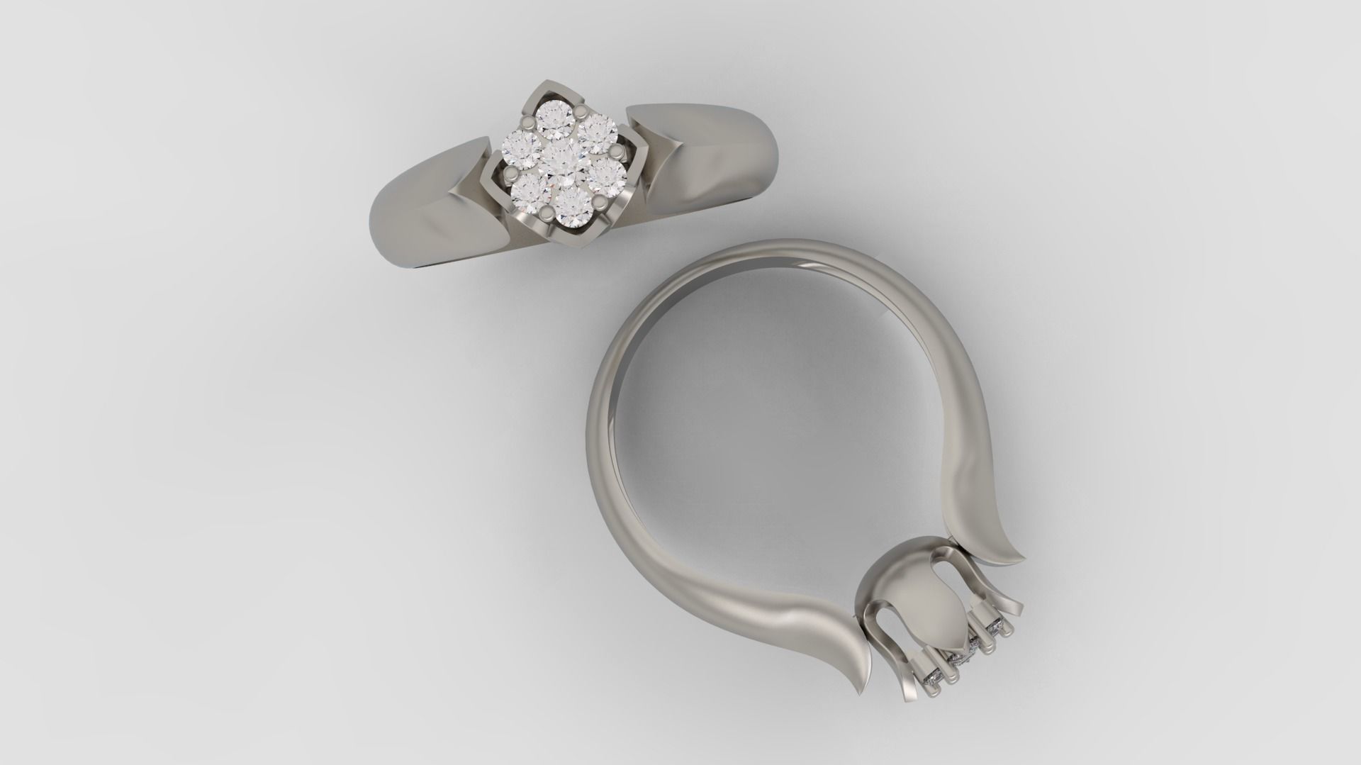 Ring and Earrings Diamond jewelry set 3d print model C21 3D print model_4