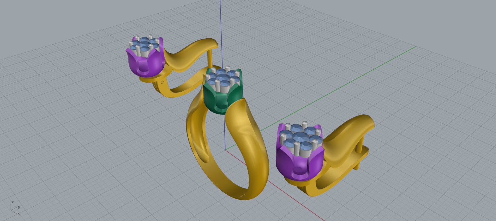 Ring and Earrings Diamond jewelry set 3d print model C21 3D print model_14
