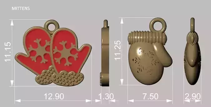 Gold mittens 2023 3D print model