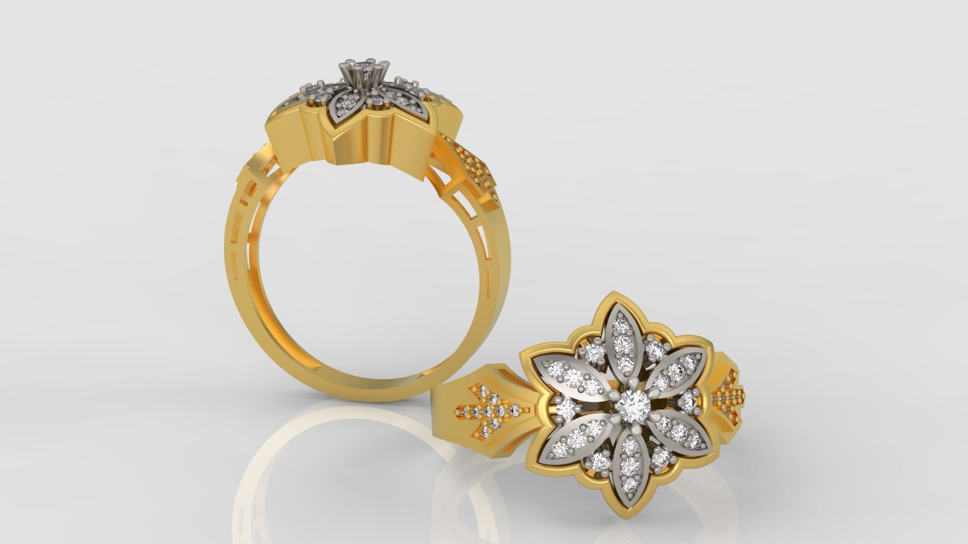 Ring and Earrings Diamond jewelry set 3d print model C23 3D print model_5