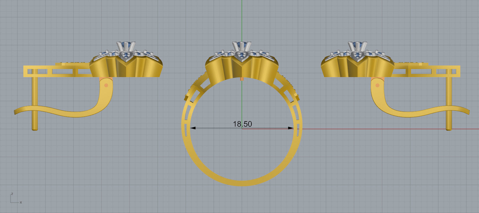 Ring and Earrings Diamond jewelry set 3d print model C23 3D print model_12