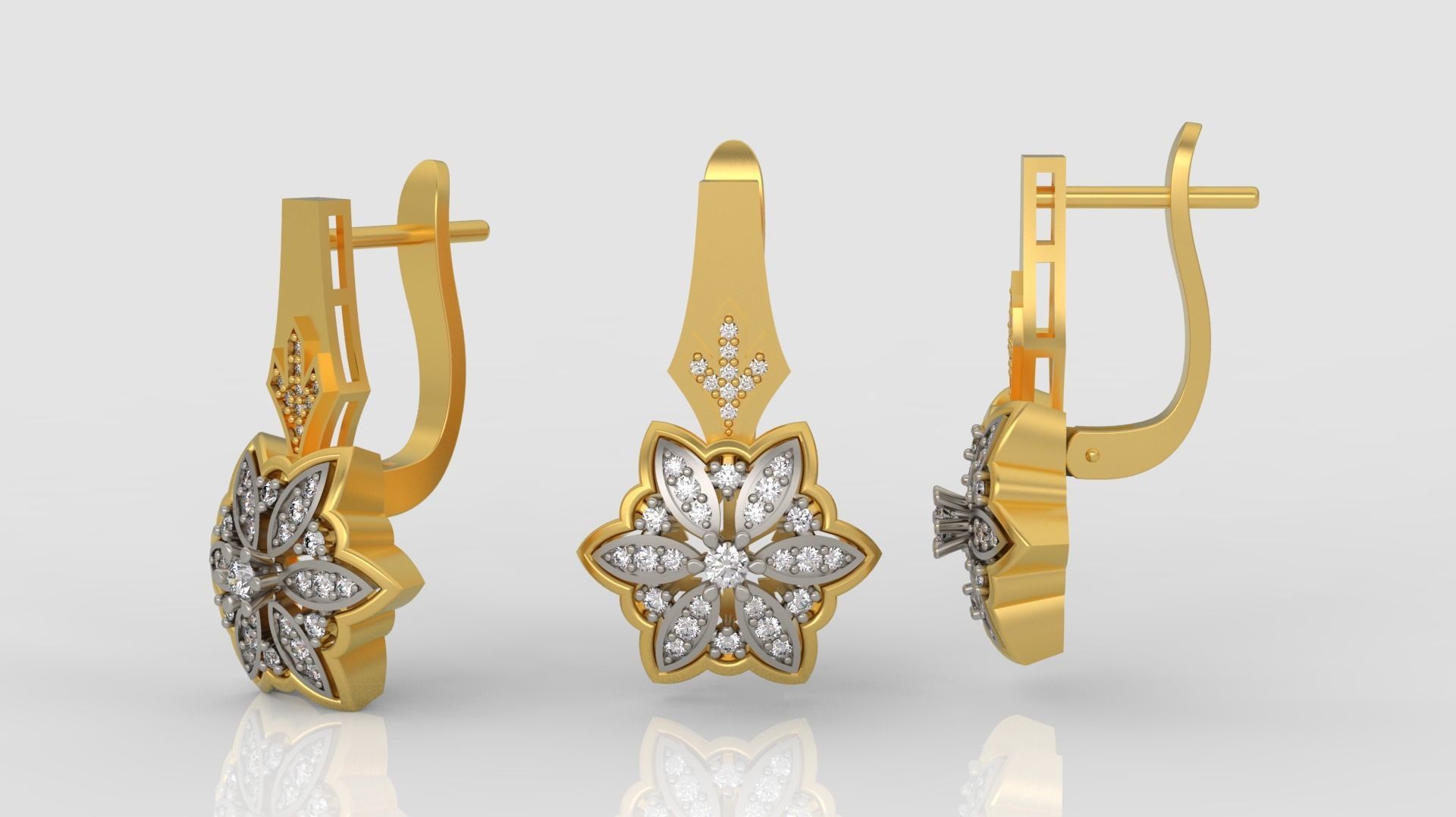 Ring and Earrings Diamond jewelry set 3d print model C23 3D print model_8