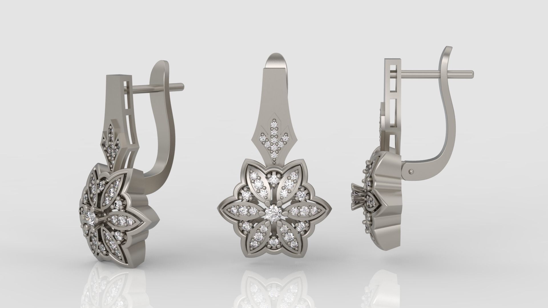 Ring and Earrings Diamond jewelry set 3d print model C23 3D print model_6