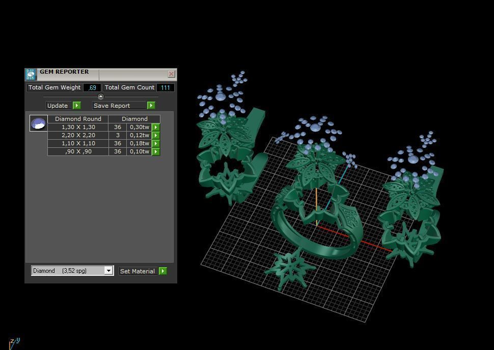 Ring and Earrings Diamond jewelry set 3d print model C23 3D print model_10