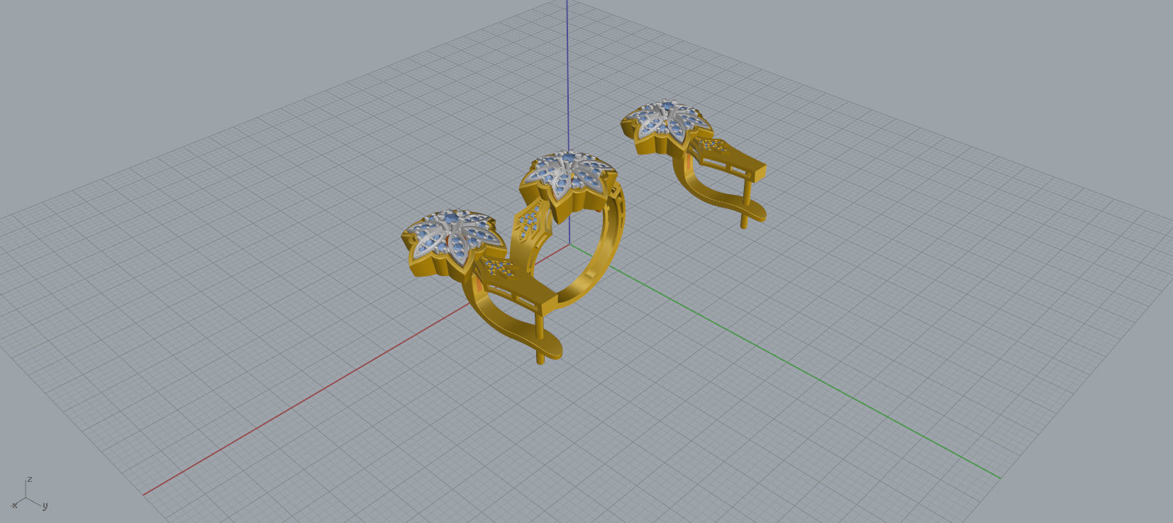 Ring and Earrings Diamond jewelry set 3d print model C23 3D print model_13
