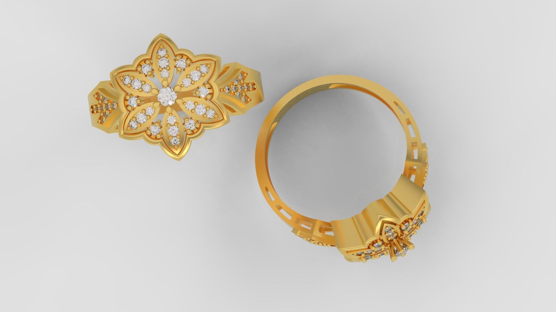 Ring and Earrings Diamond jewelry set 3d print model C23 3D print model_3