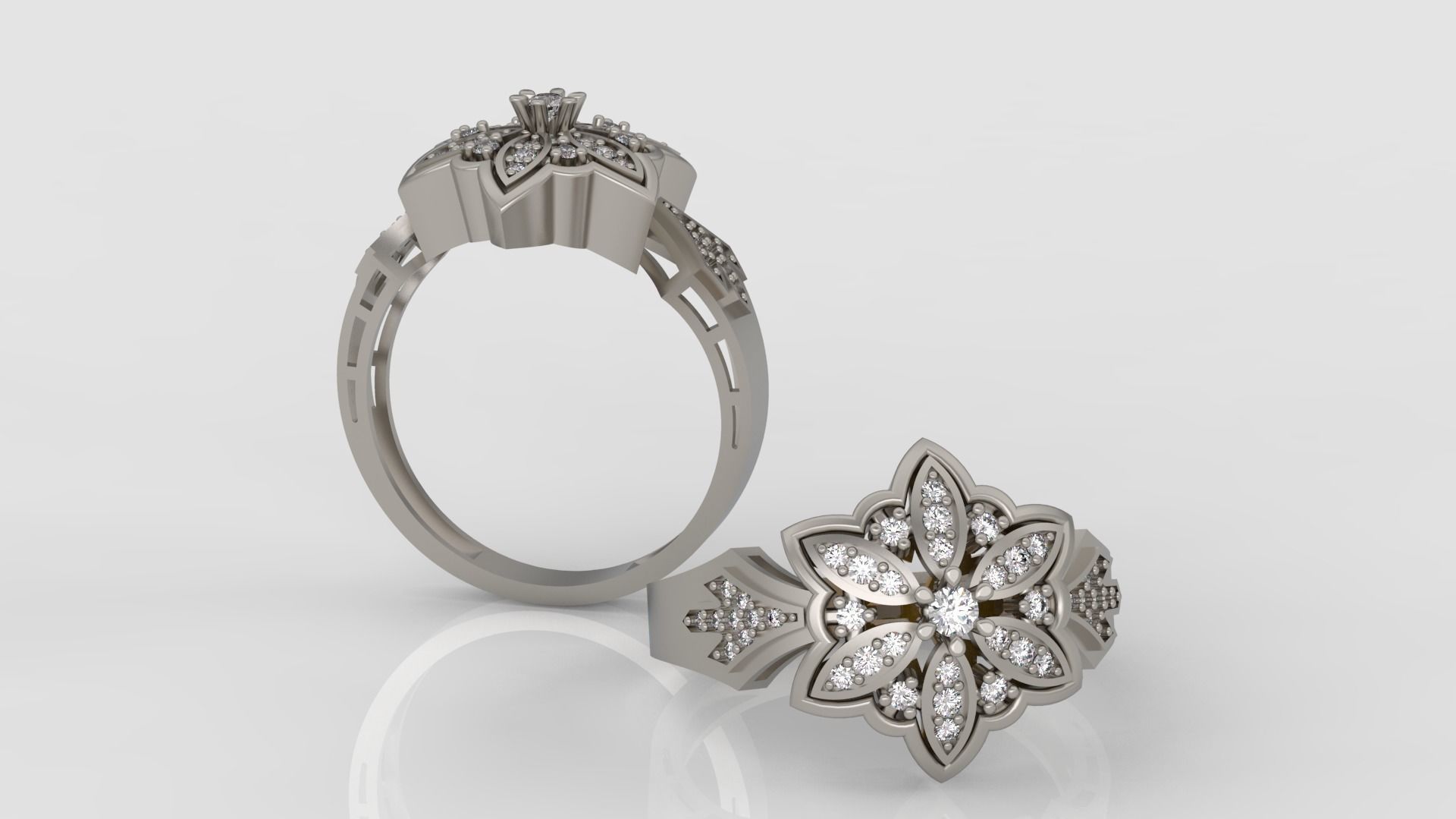 Ring and Earrings Diamond jewelry set 3d print model C23 3D print model_2