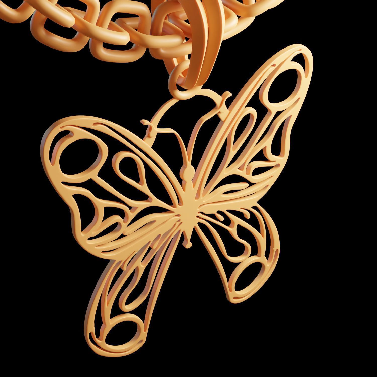 Butterfly Stylized Pendant Amulet Necklace Design 3D print model_12