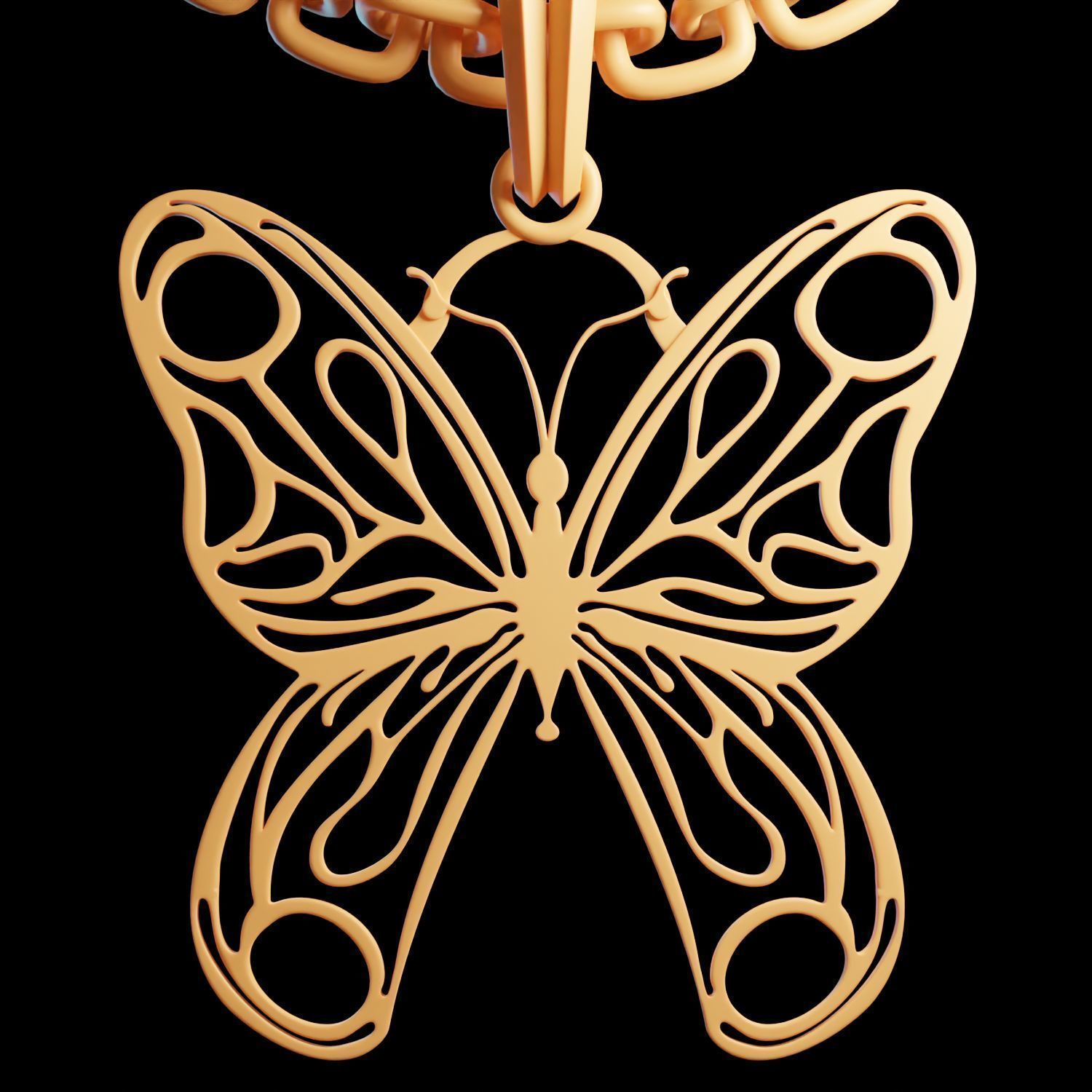 Butterfly Stylized Pendant Amulet Necklace Design 3D print model_7