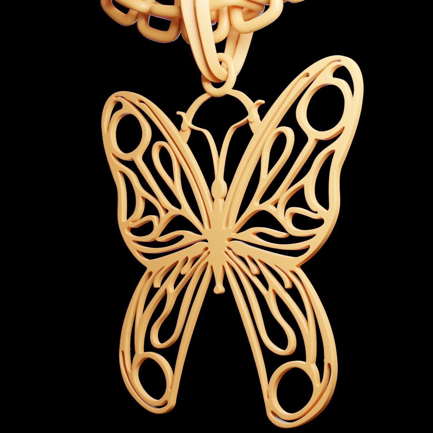 Butterfly Stylized Pendant Amulet Necklace Design 3D print model_8