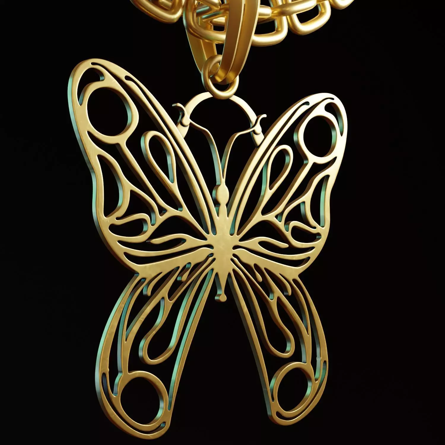 Butterfly Stylized Pendant Amulet Necklace Design 3D print model_0