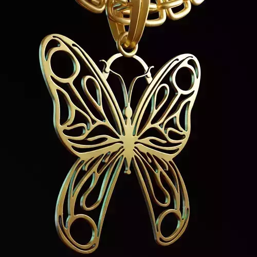 Butterfly Stylized Pendant Amulet Necklace Design 3D print model