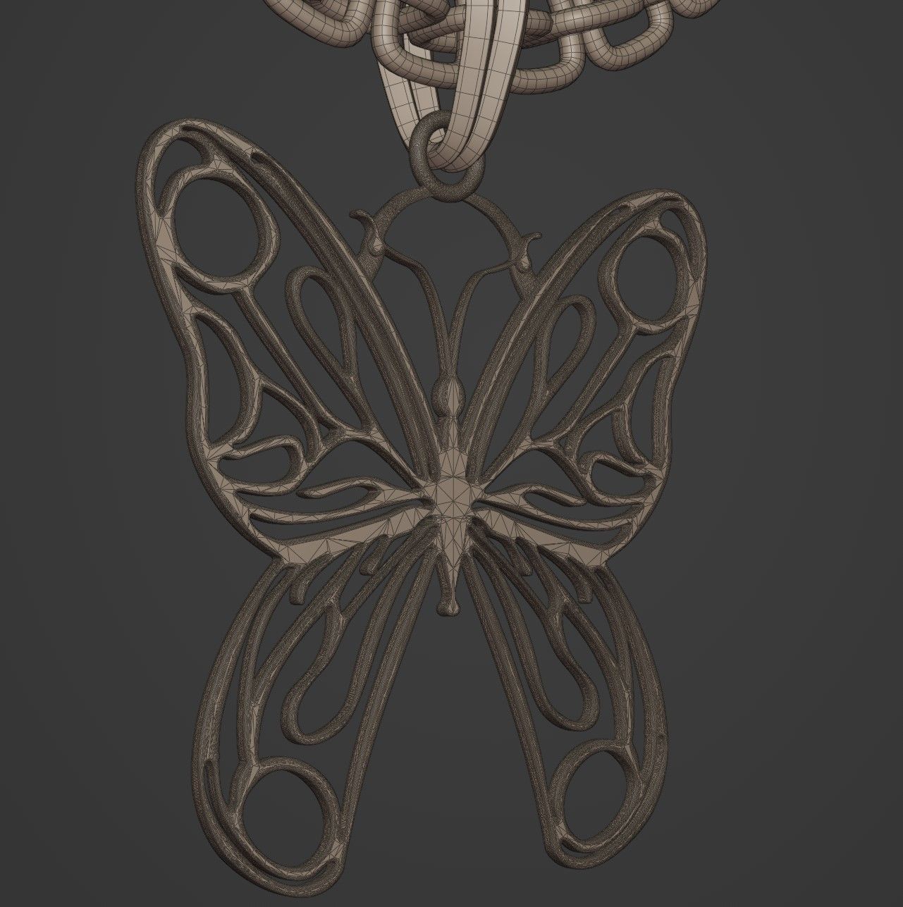 Butterfly Stylized Pendant Amulet Necklace Design 3D print model_15