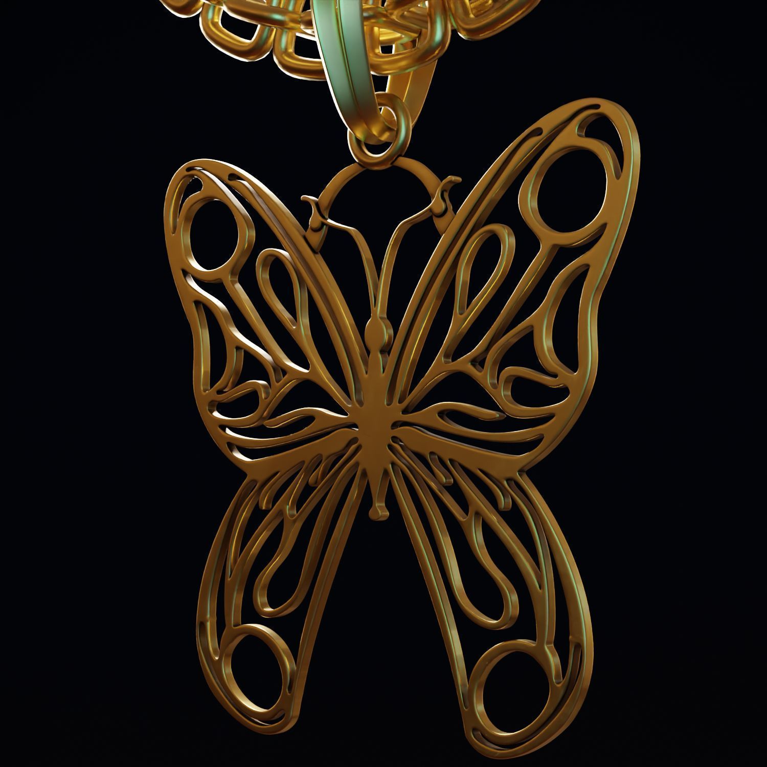 Butterfly Stylized Pendant Amulet Necklace Design 3D print model_5