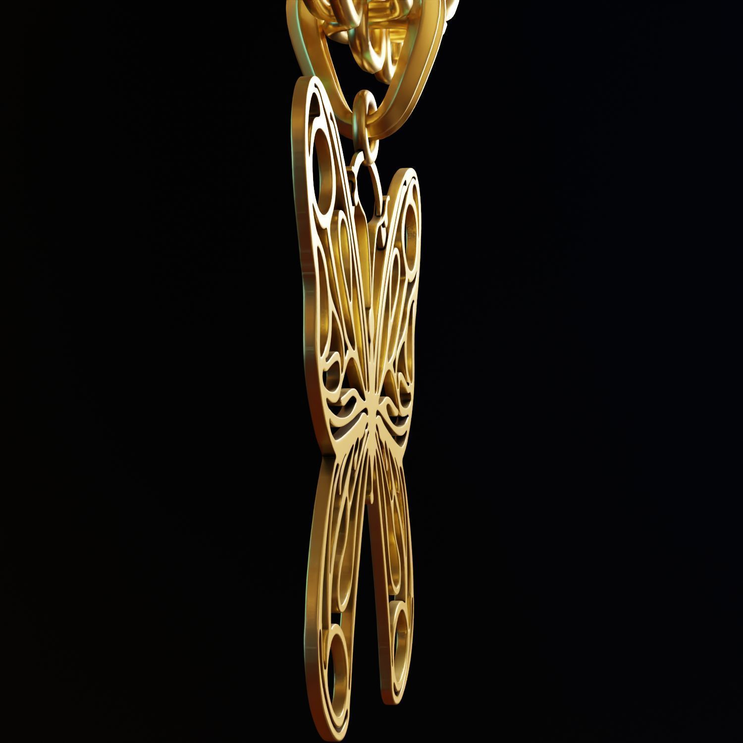 Butterfly Stylized Pendant Amulet Necklace Design 3D print model_4