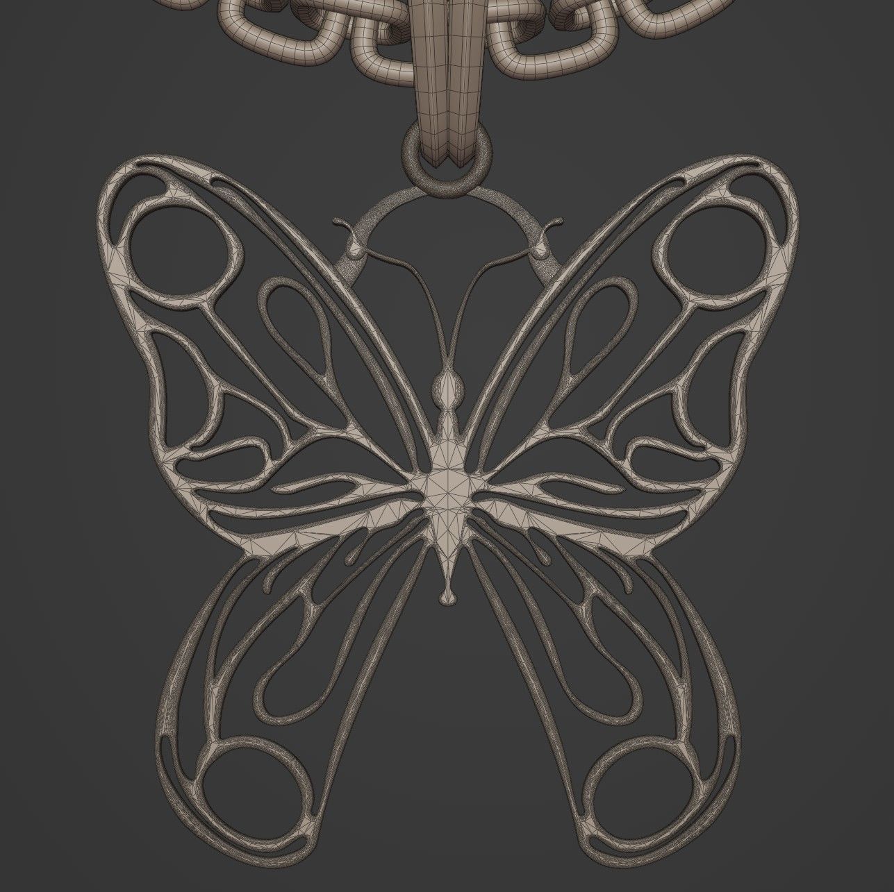 Butterfly Stylized Pendant Amulet Necklace Design 3D print model_13