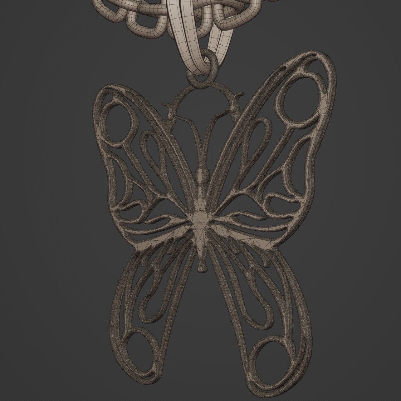 Butterfly Stylized Pendant Amulet Necklace Design 3D print model_14