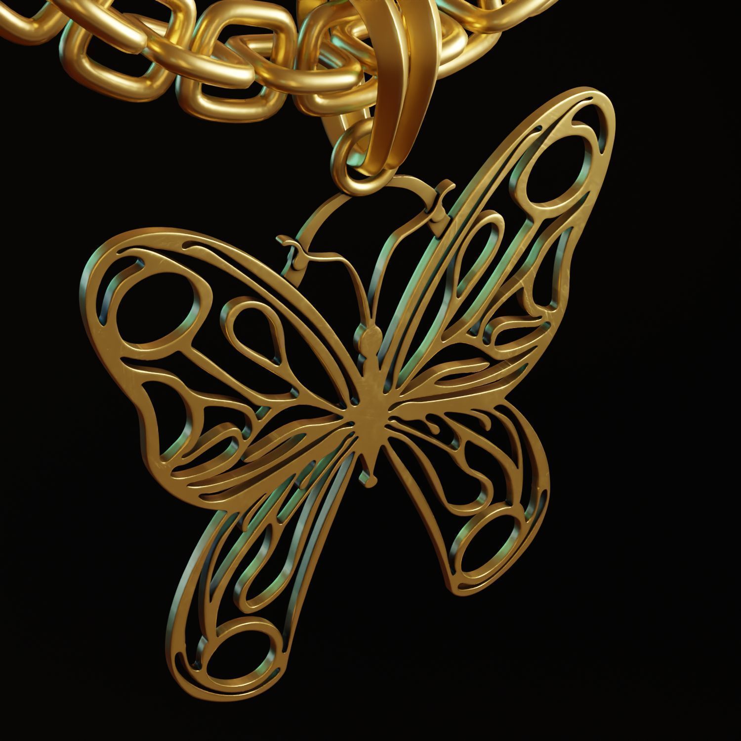 Butterfly Stylized Pendant Amulet Necklace Design 3D print model_6