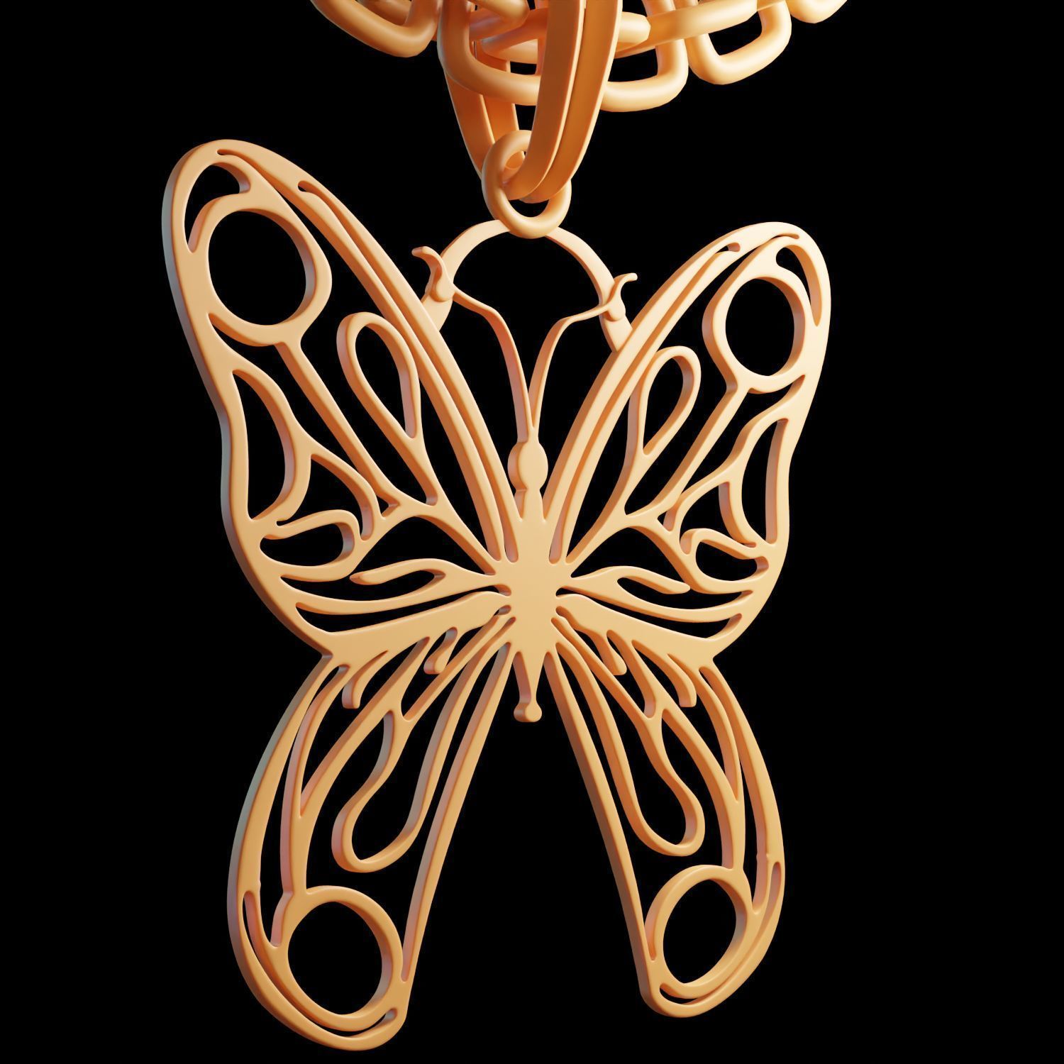 Butterfly Stylized Pendant Amulet Necklace Design 3D print model_9