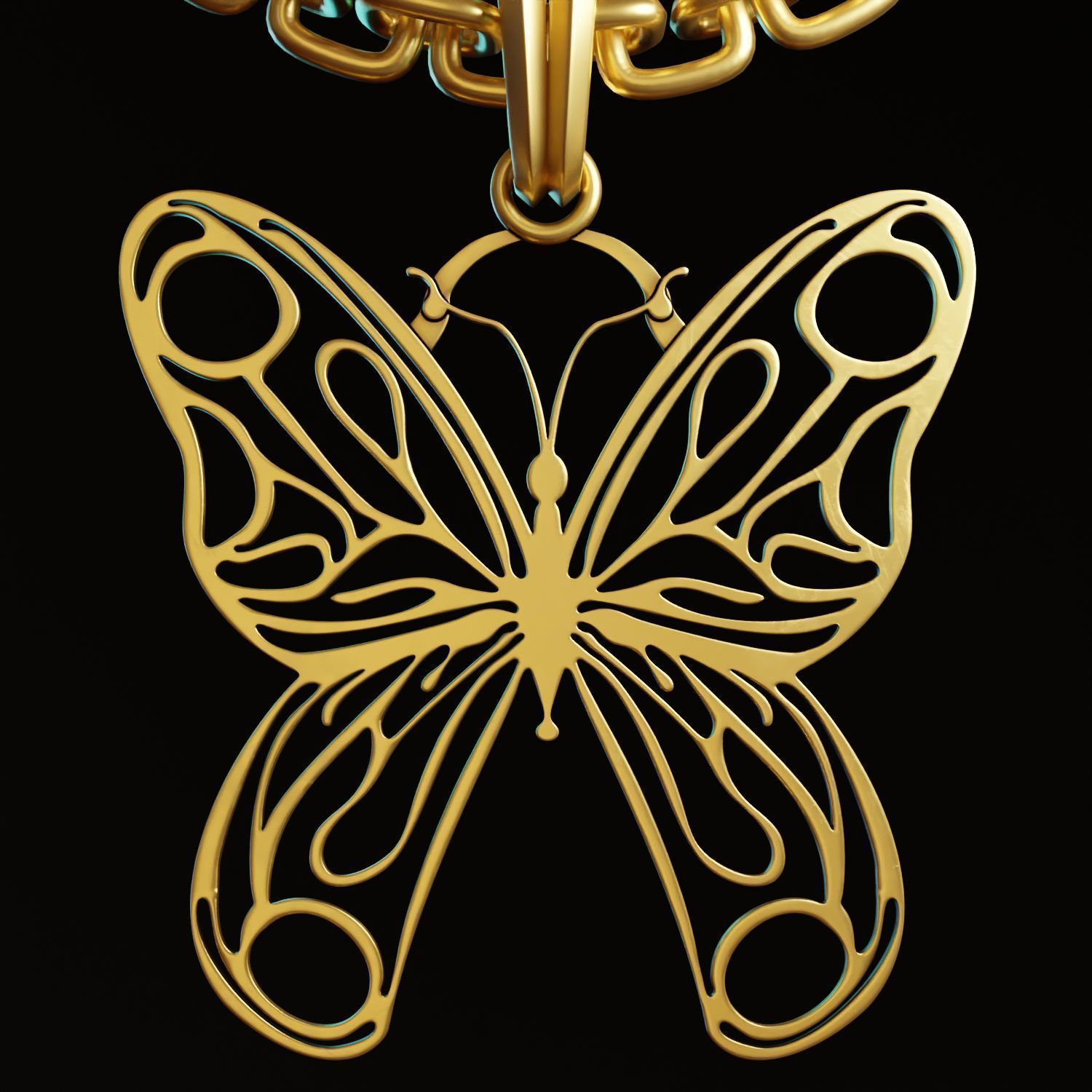 Butterfly Stylized Pendant Amulet Necklace Design 3D print model_1