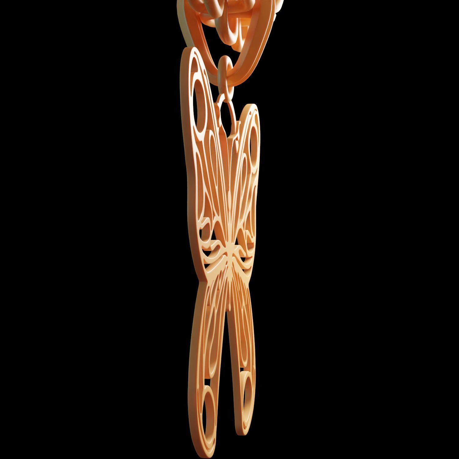 Butterfly Stylized Pendant Amulet Necklace Design 3D print model_10