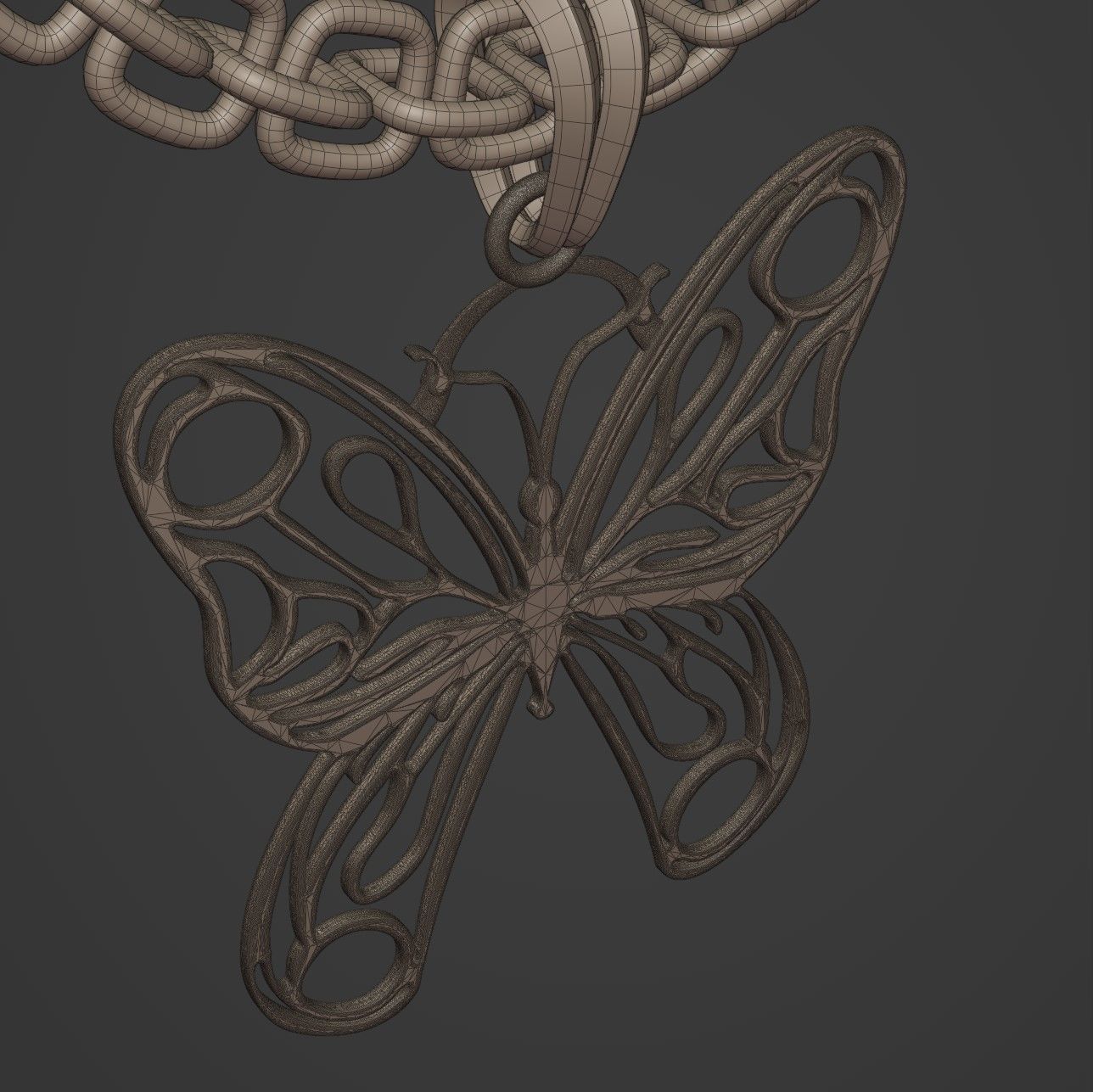 Butterfly Stylized Pendant Amulet Necklace Design 3D print model_18